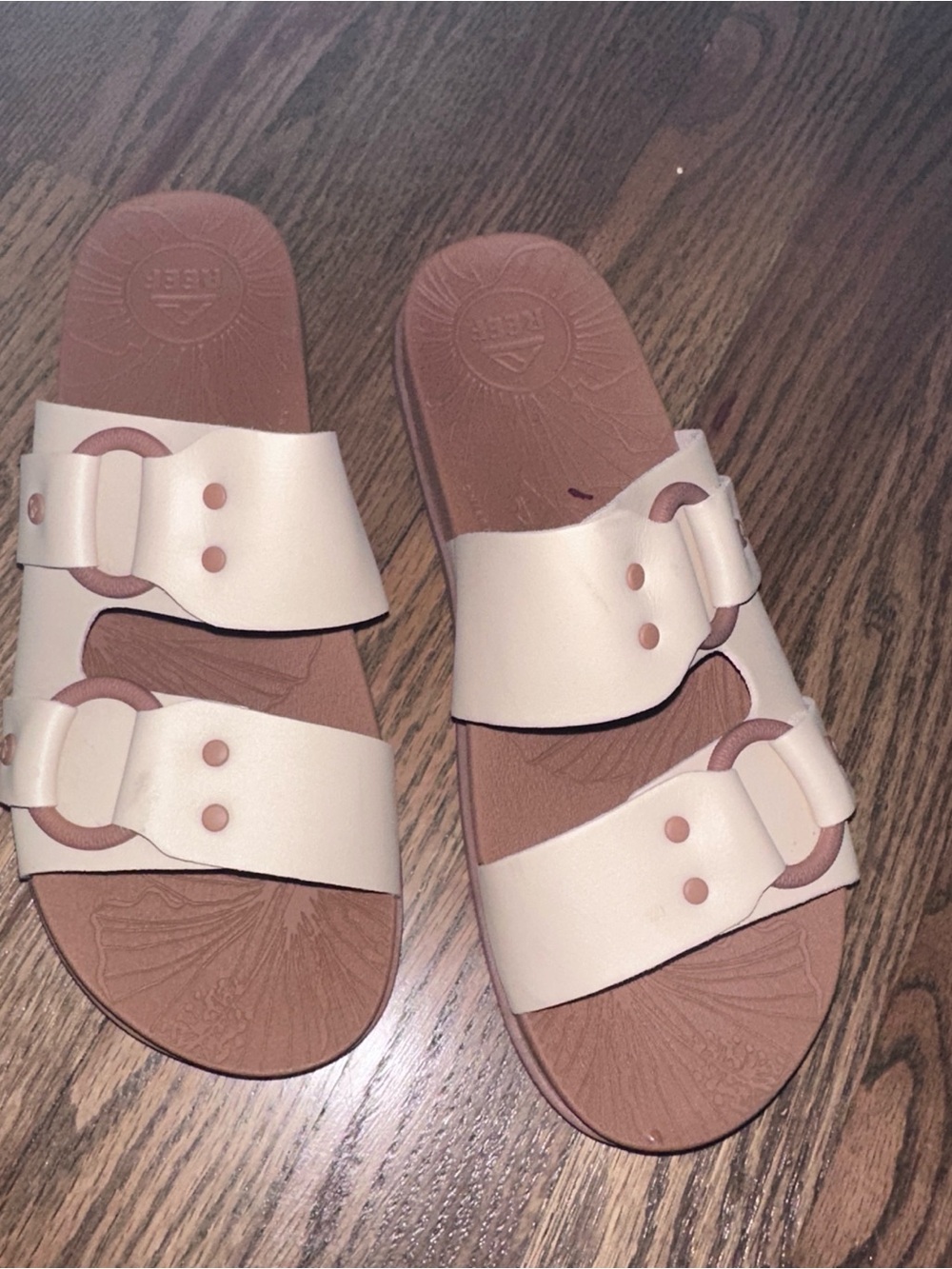 Reef Cushion Vera Cruz Women's Double-Buckle Slide Sandals in Cream
